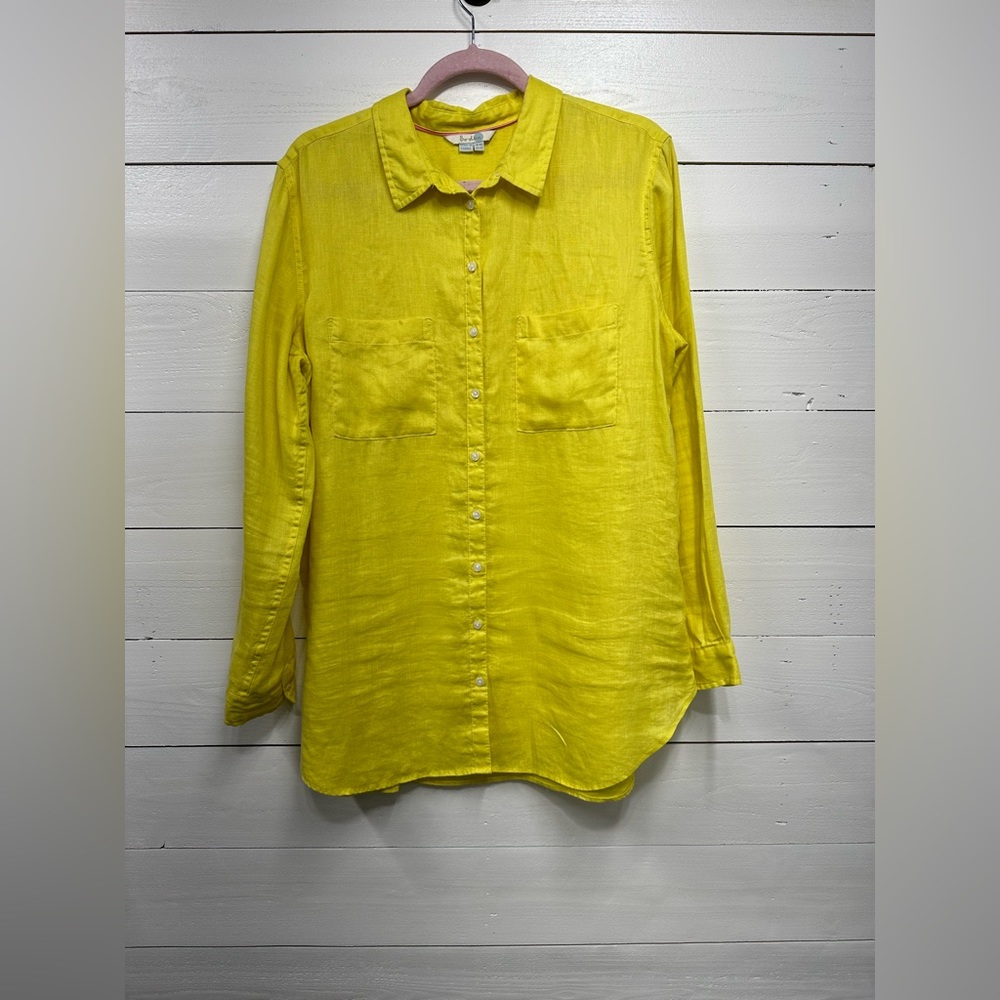 Boden • Large (12)• 100% Linen Blouse • Bright Yellow • Excellent
